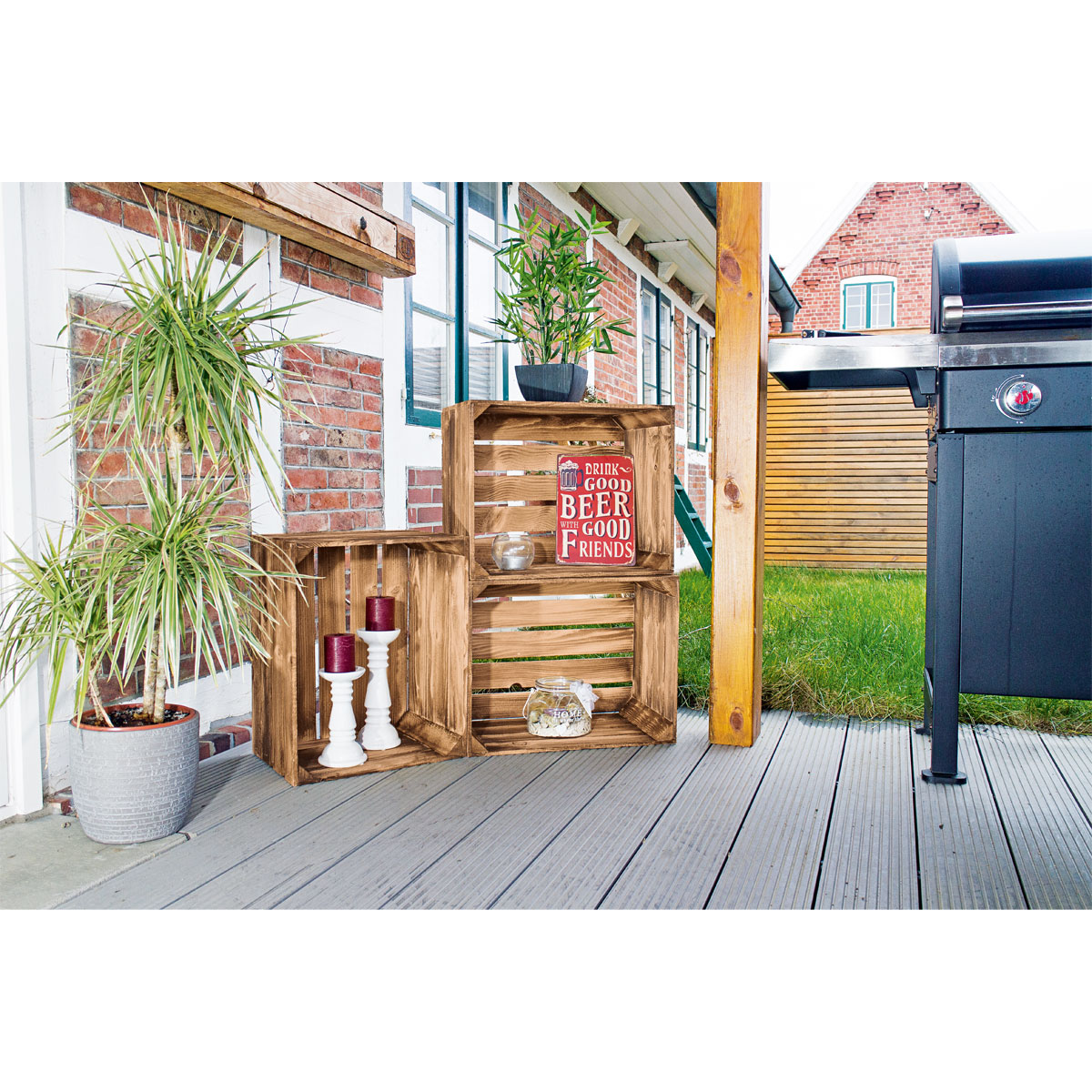 Holzkiste geflammt braun 50 x 40 x 30 cm Bild 2