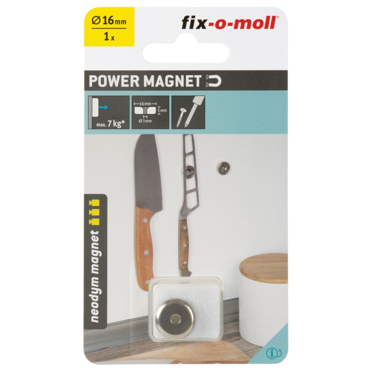 Suki Topfmagnet Neodym Ø 16 x 5 mm, mit Senkbohrung Ø 3 mm Bild 2