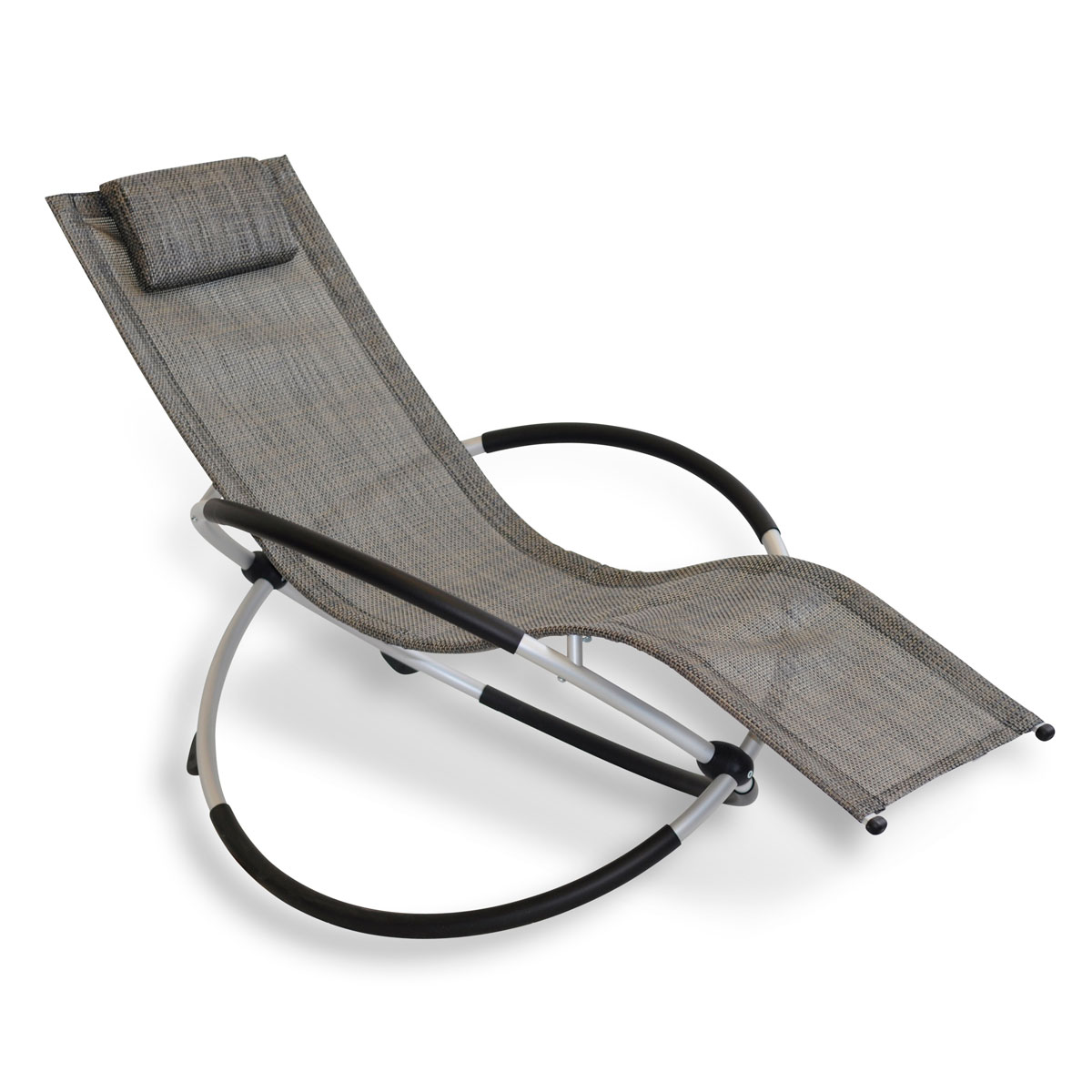 Leco Klappbare Gartenliege ergonomisch geformte Liegefläche Graubraun Bild 1