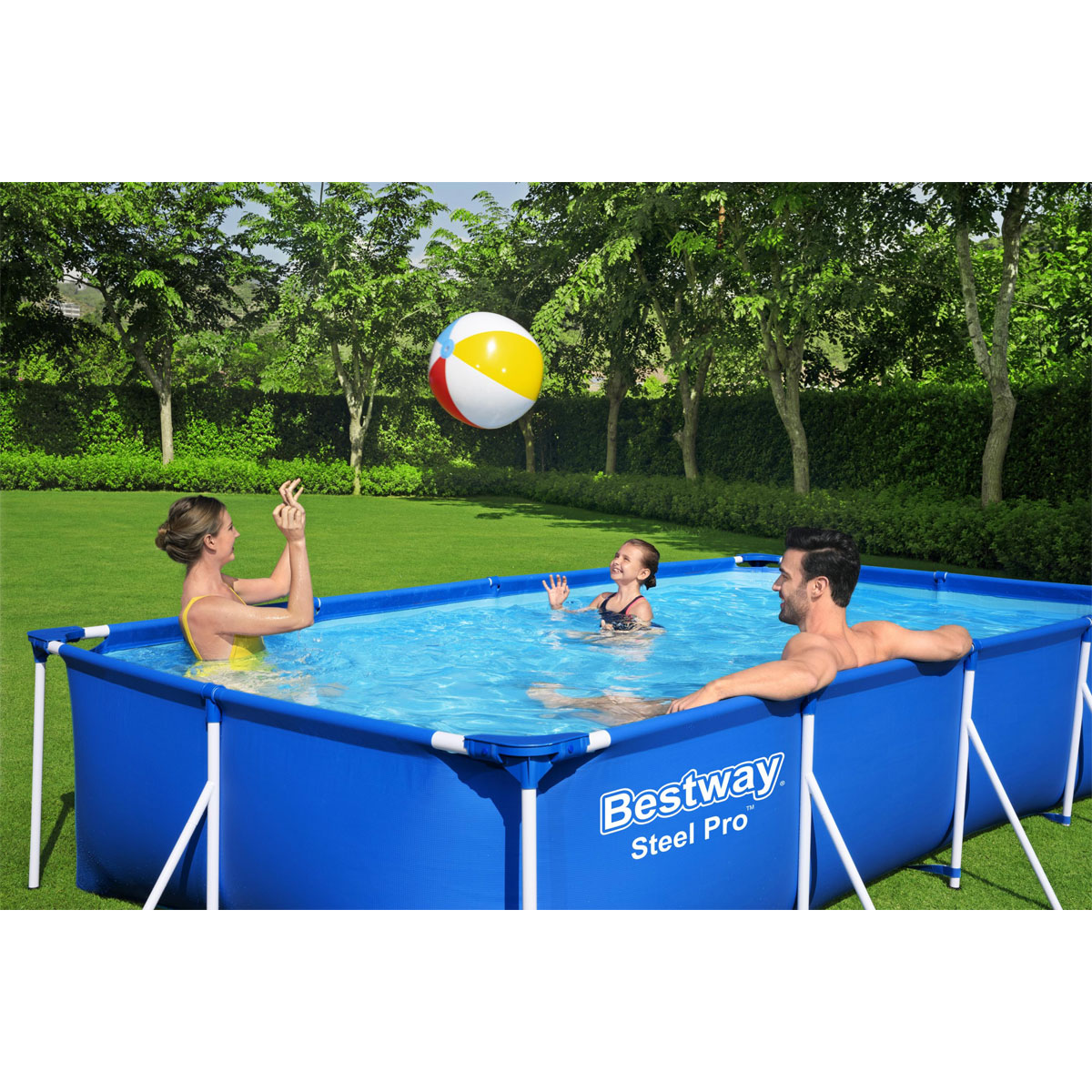 Bestway Steel Pro Frame Pool-Set mit Filterpumpe 400 x 211 x 81 cm blau eckig Bild 13