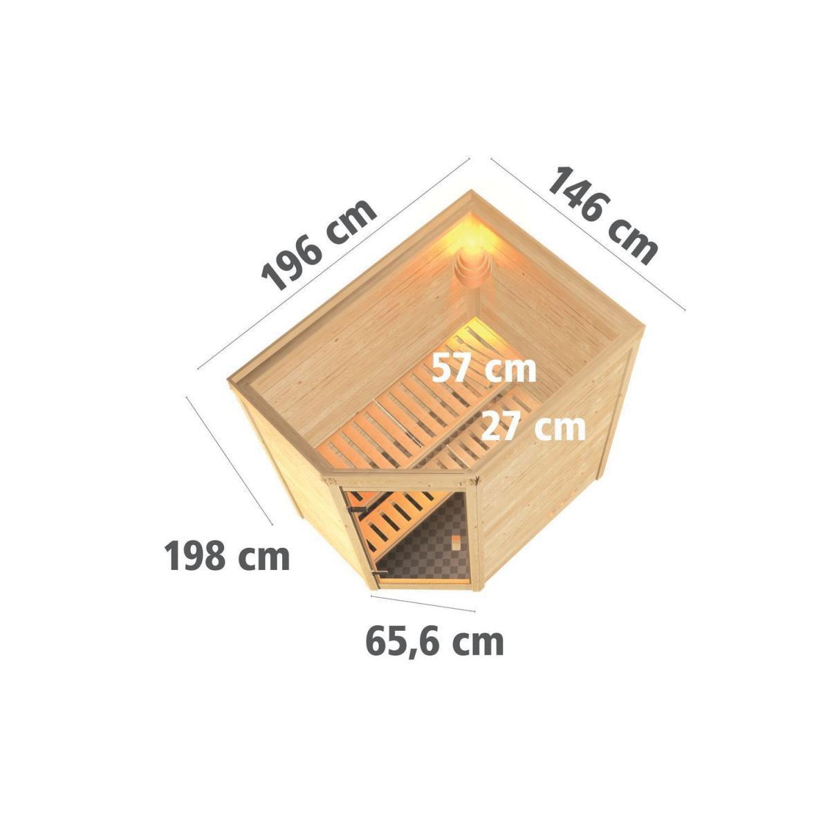 Karibu Svea Eckeinstieg ohne Ofen ohne Kranz graphitfarbene Tür Bild 3