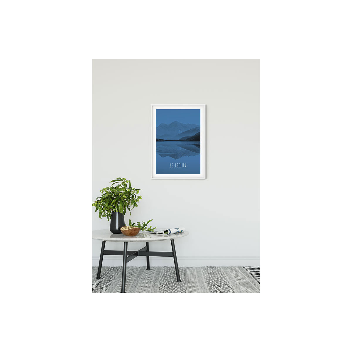 Komar  Wandbild Word Lake Reflection Blue 30x40 cm