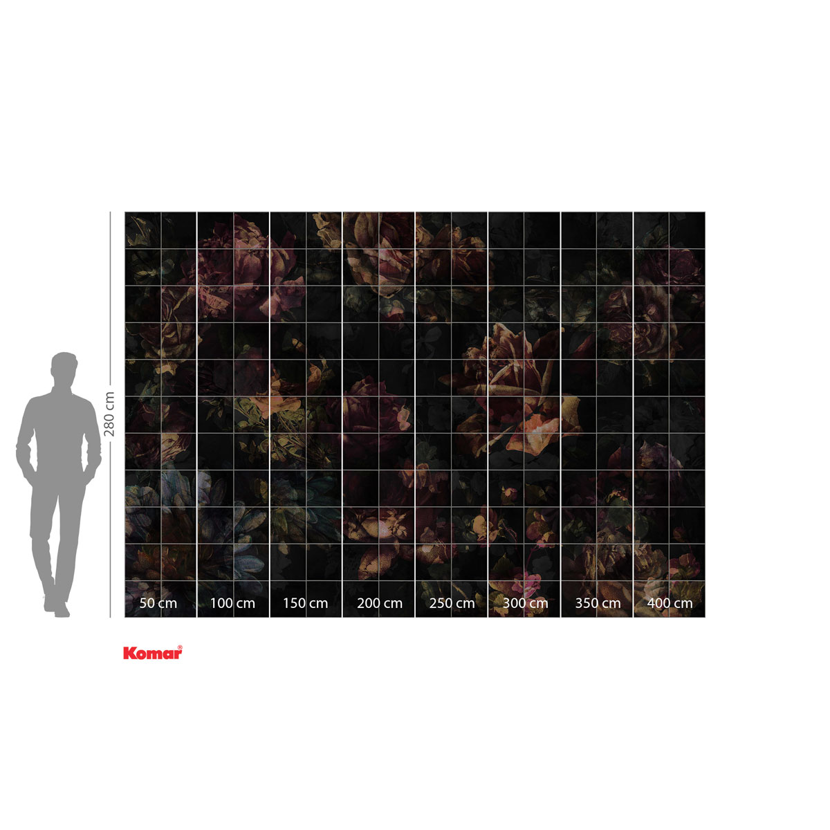 Komar  Vlies Fototapete Tiles Flowers 400x280 cm Bild 3