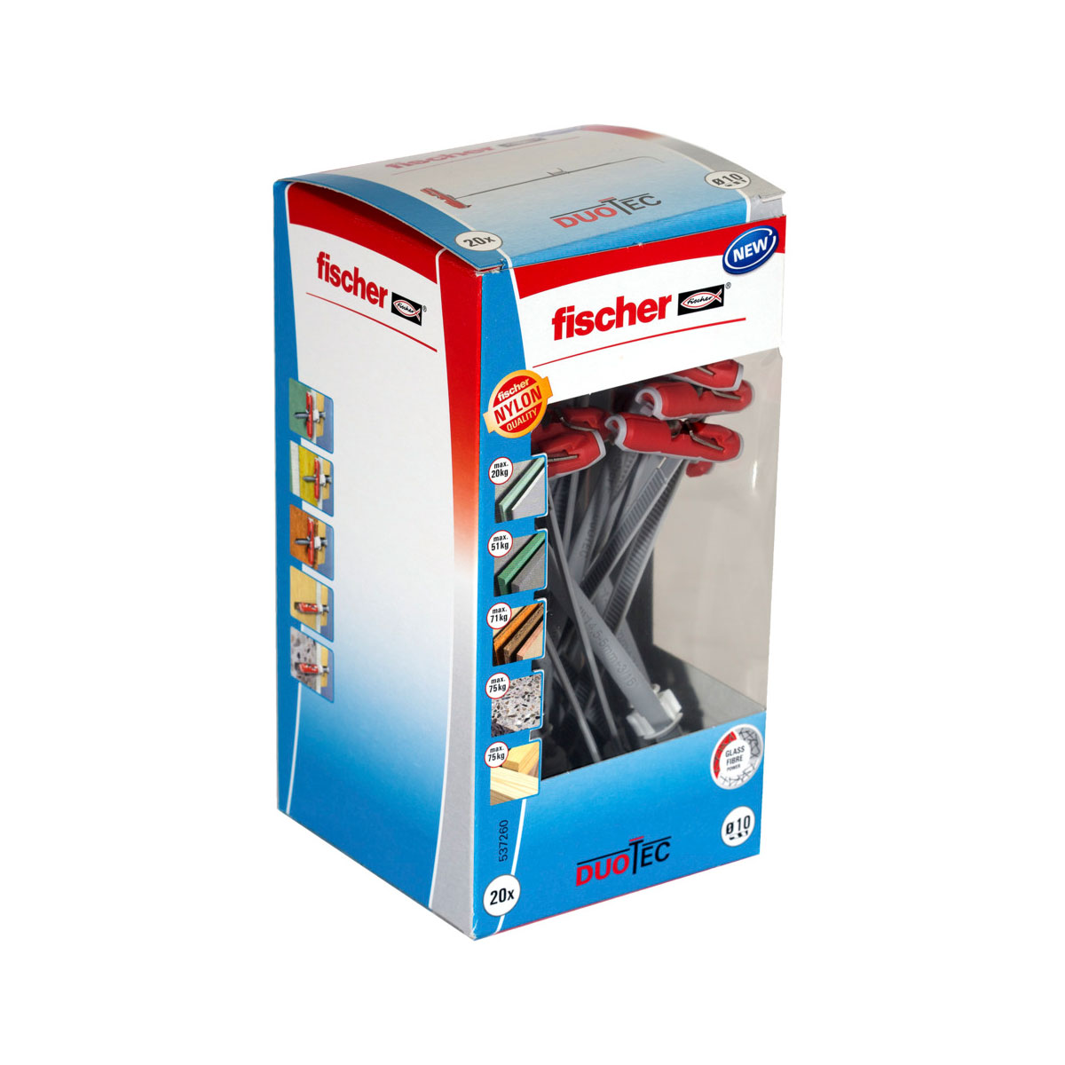 Fischer  Nylon-Kippdübel DuoTec 10 ohne Schraube 20 Stück