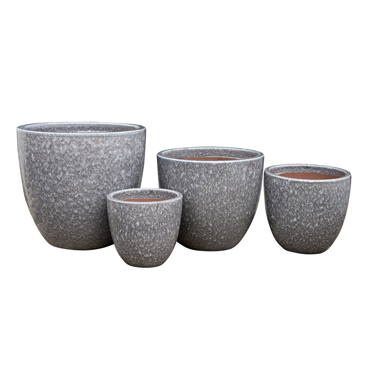 Haveson Pflanztopf Eggpot glasierter Stein hellgrau 41 x41 x 37,5 cm Bild 2