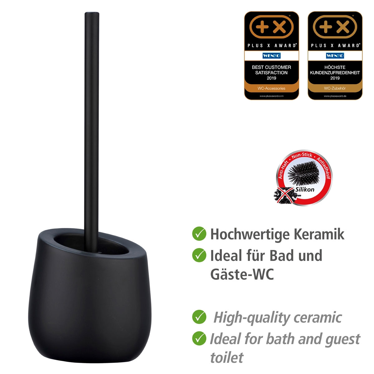 Wenko  WC-Garnitur Badi Schwarz Keramik WC-Bürstenhalter Bild 3