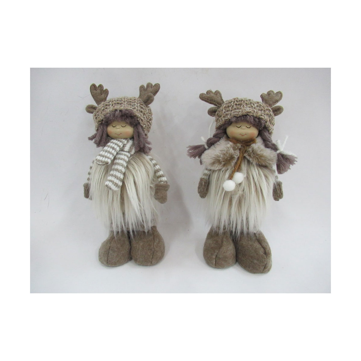 Stoffpuppen Weihnachtskids steh. sort. 21cm beige