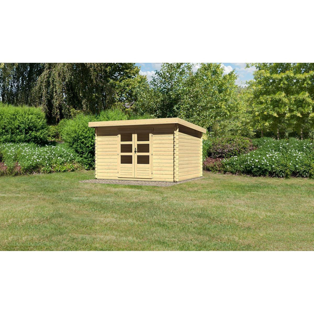 Karibu Gartenhaus Bastrup naturbelassen 357 x 297 x 222 cm Bild 1