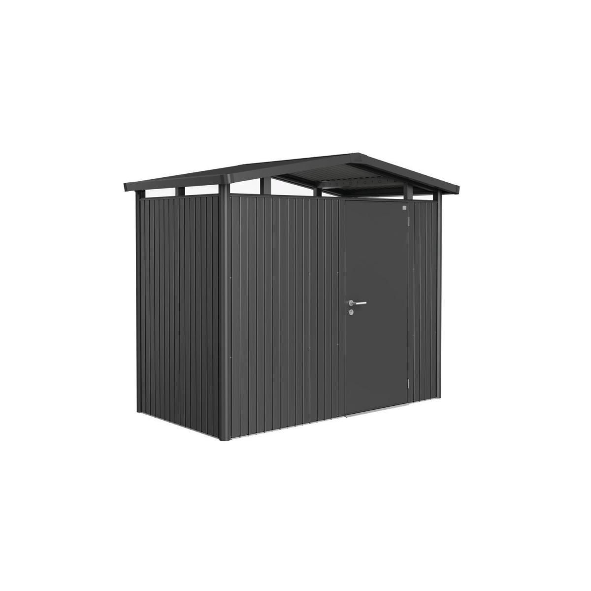 Biohort Gerätehaus Panorama Größe P1 Dunkelgrau-Metallic Standardtür