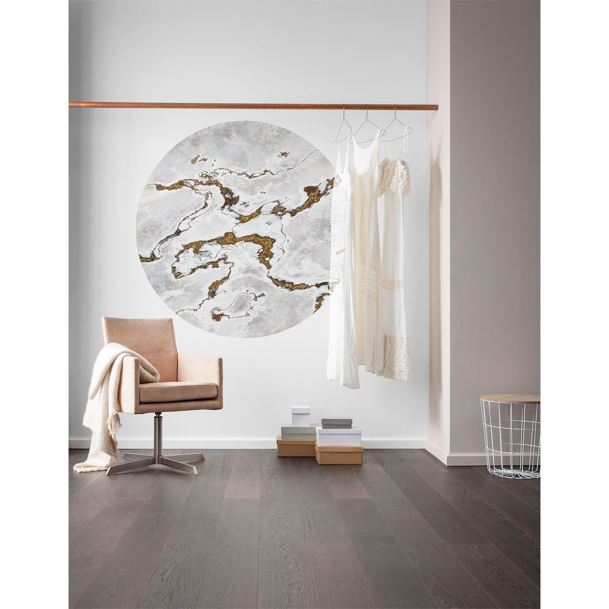 Komar  Selbstklebende Vlies Fototapete rund Marble Vibe Durchmesser 125 cm