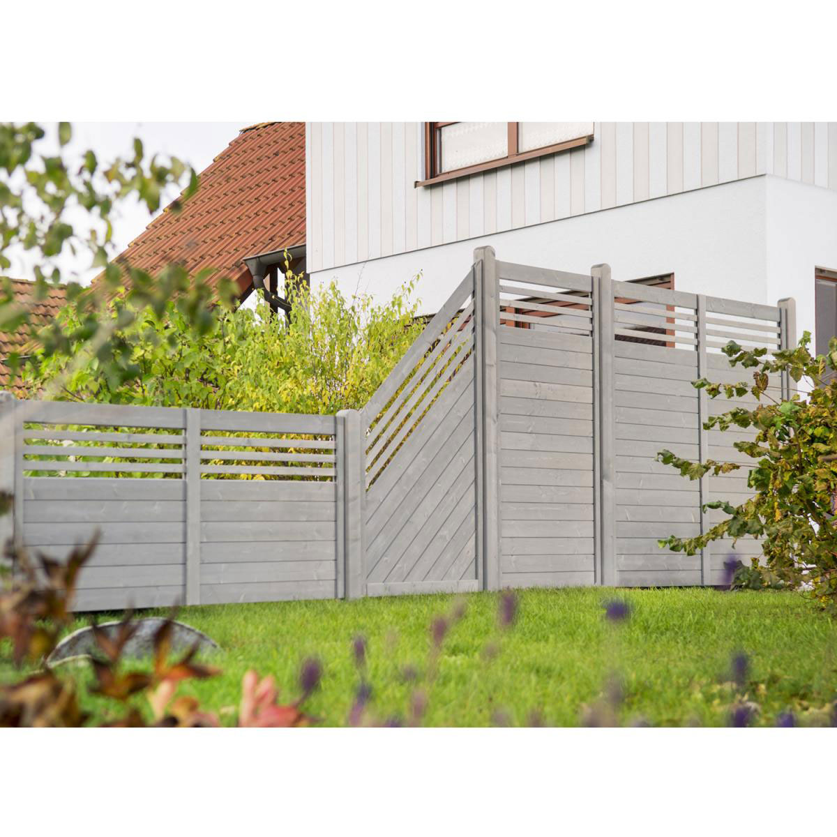 Zaunserie Malmö Grundelement 180 x 180 cm Fichte basaltgrau lasiert Bild 2