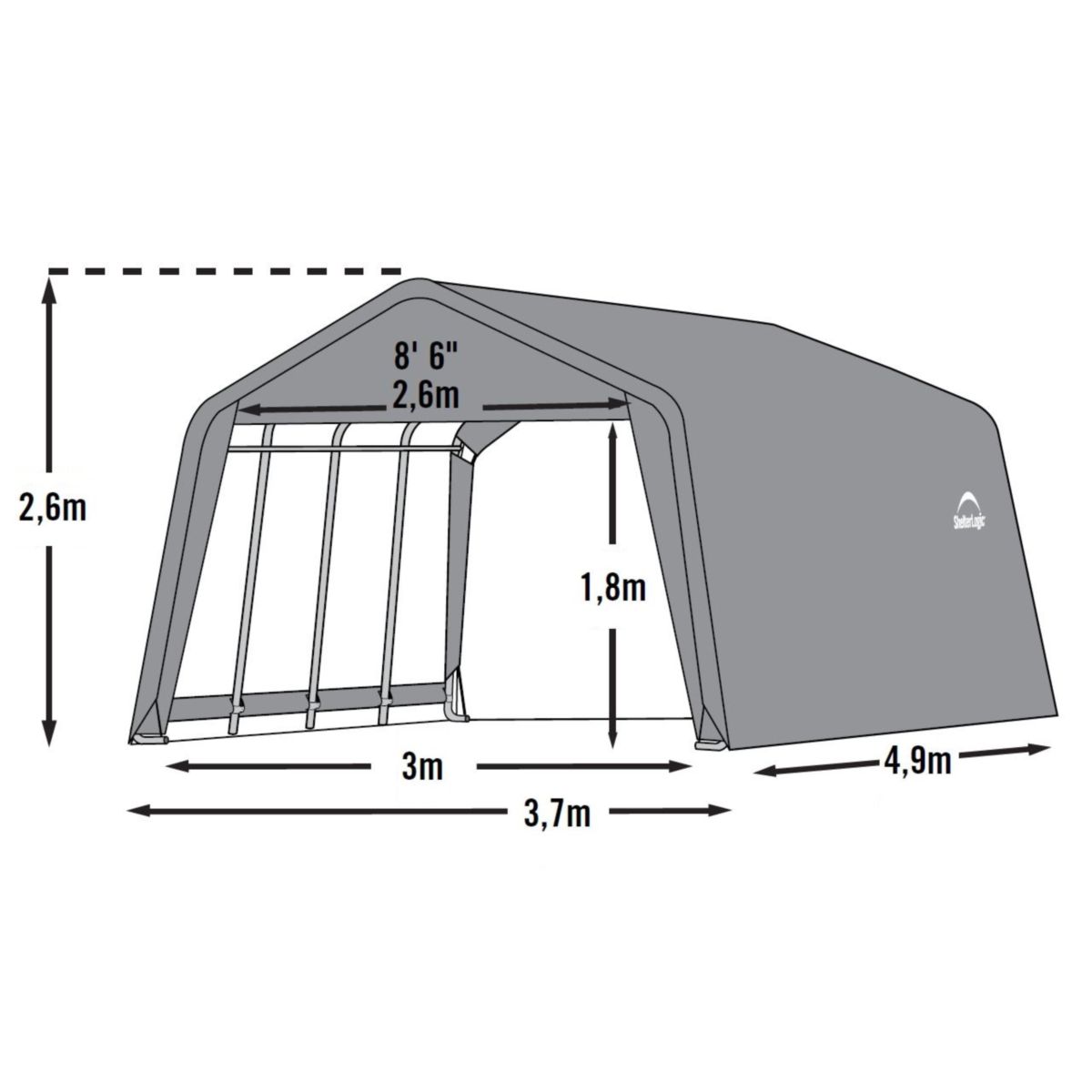 ShelterLogic Zeltgarage Gerätehaus 18,13 m² 490x370x260 cm Bild 12