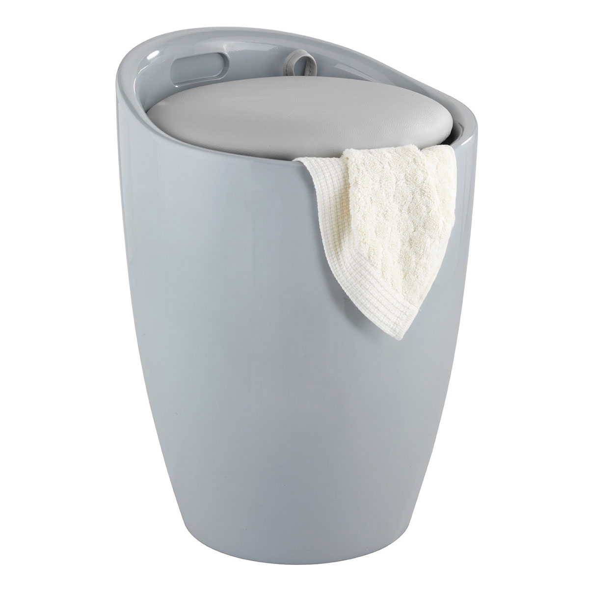 Wenko  Hocker Candy Grey mit Wäschesack Badhocker mit abnehmbarem Wäschesammler Bild 1
