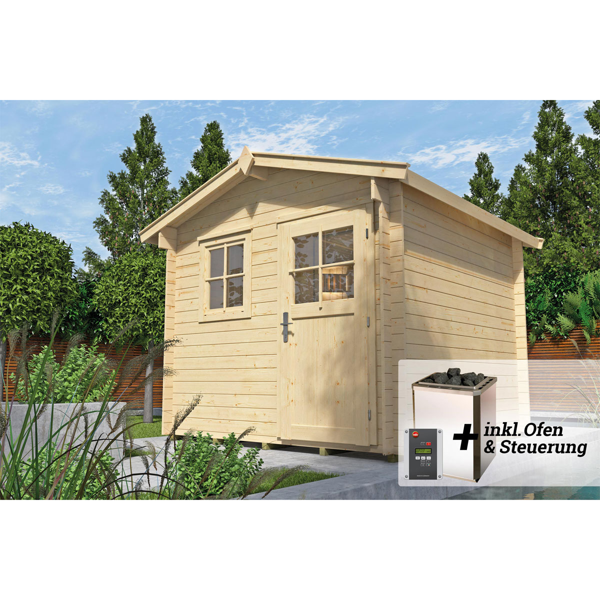 Weka  Massivholzsauna 536 HT Größe 1 OS 45 mm mit Saunaofen 7,5 kW Bild 4