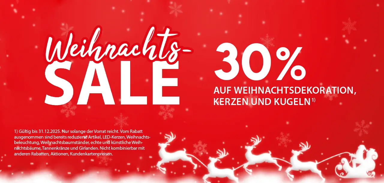 Weihnachts-Sale 30 % Rabatt auf Weihnachtsdekoration