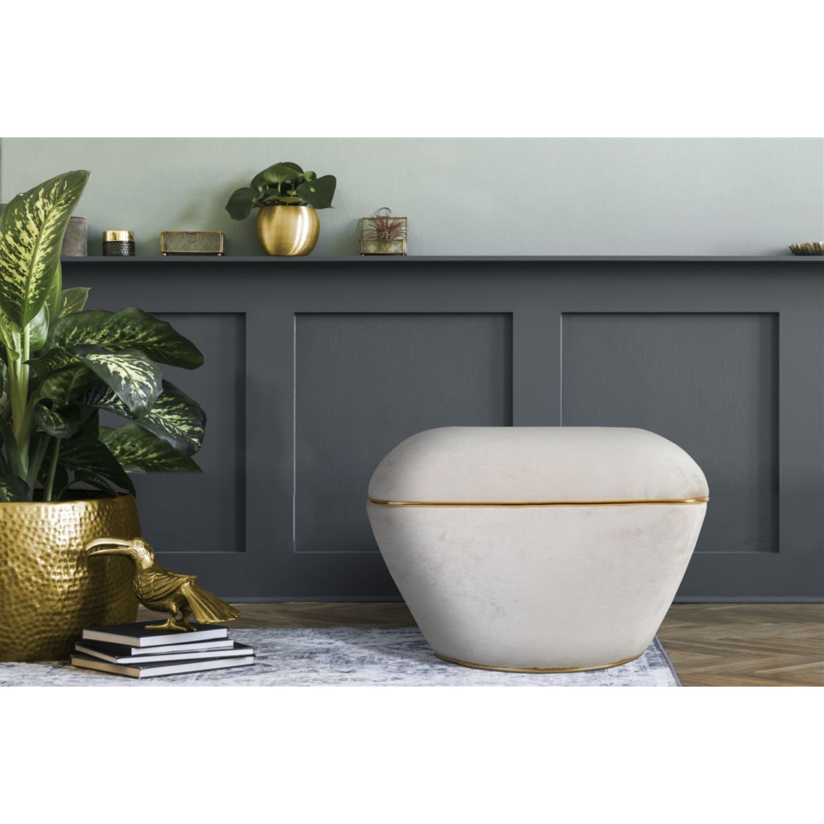 Kayoom Hocker Contessa 125 Taupe / Gold Bild 3