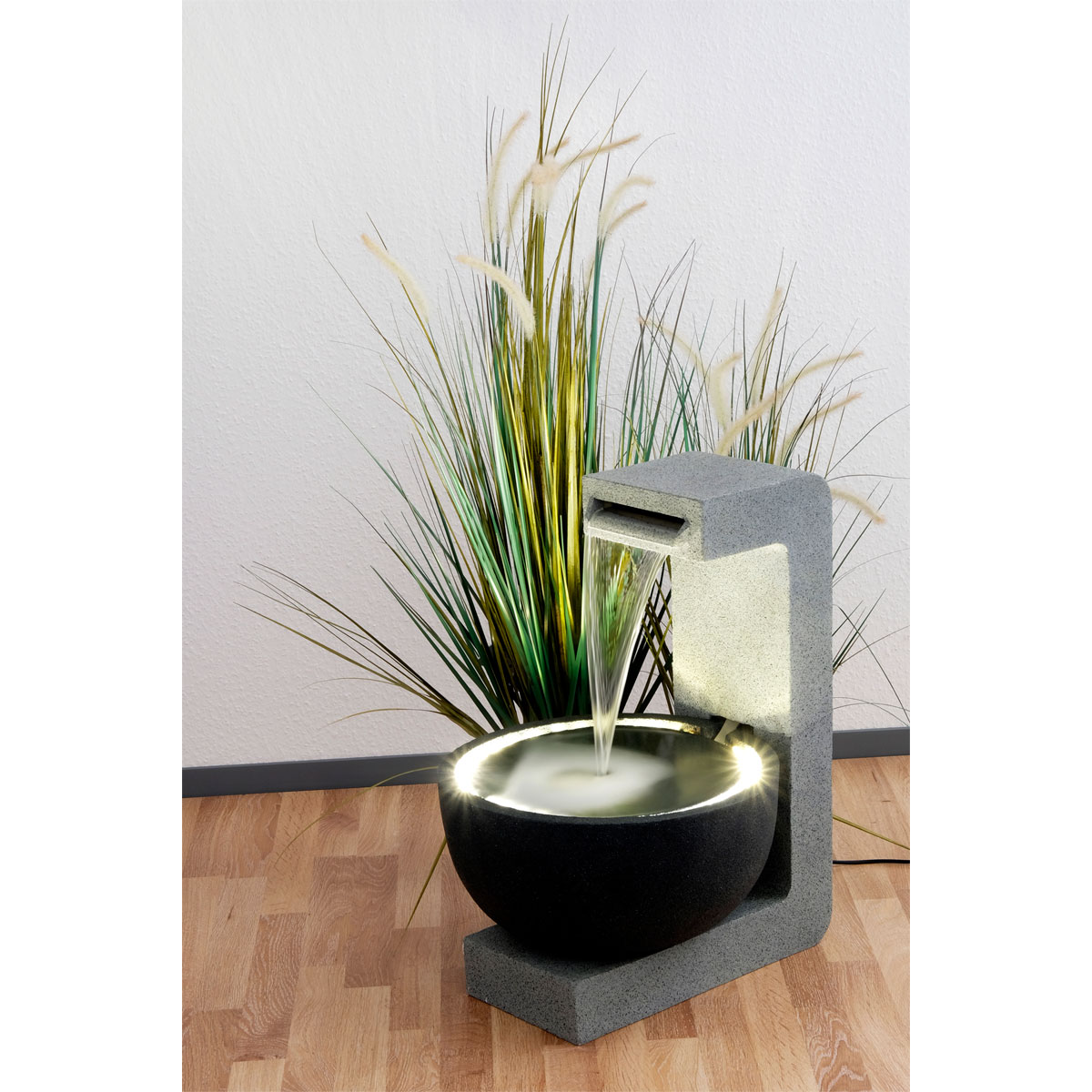 dobar XL Design-Gartenbrunnen mit LEDs 52 x 65 x 44 cm grau Bild 5