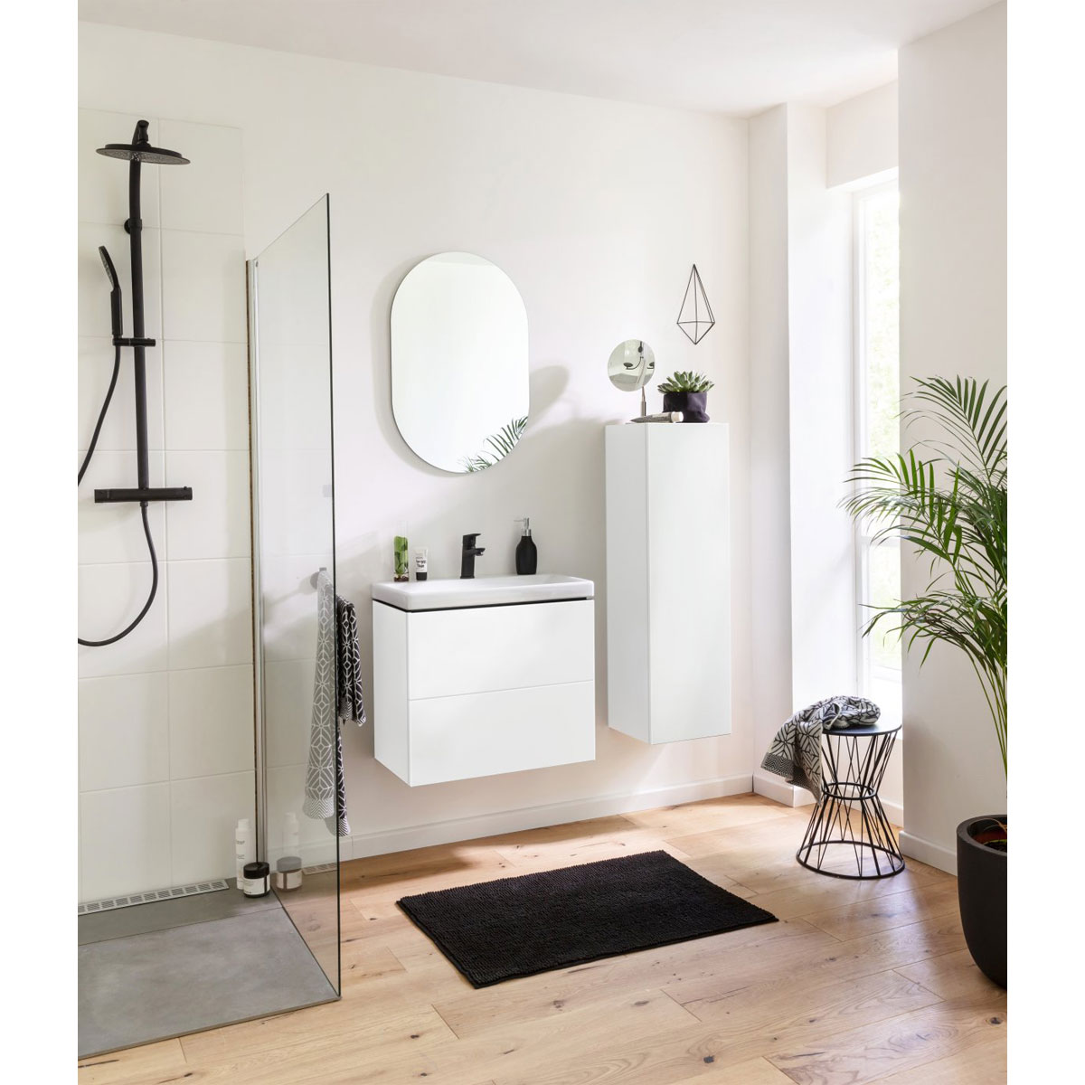 BADMOBIL Keramikwaschtisch CRAFT 64 x 5 x 37 cm ohne Überlauf weiß Bild 5