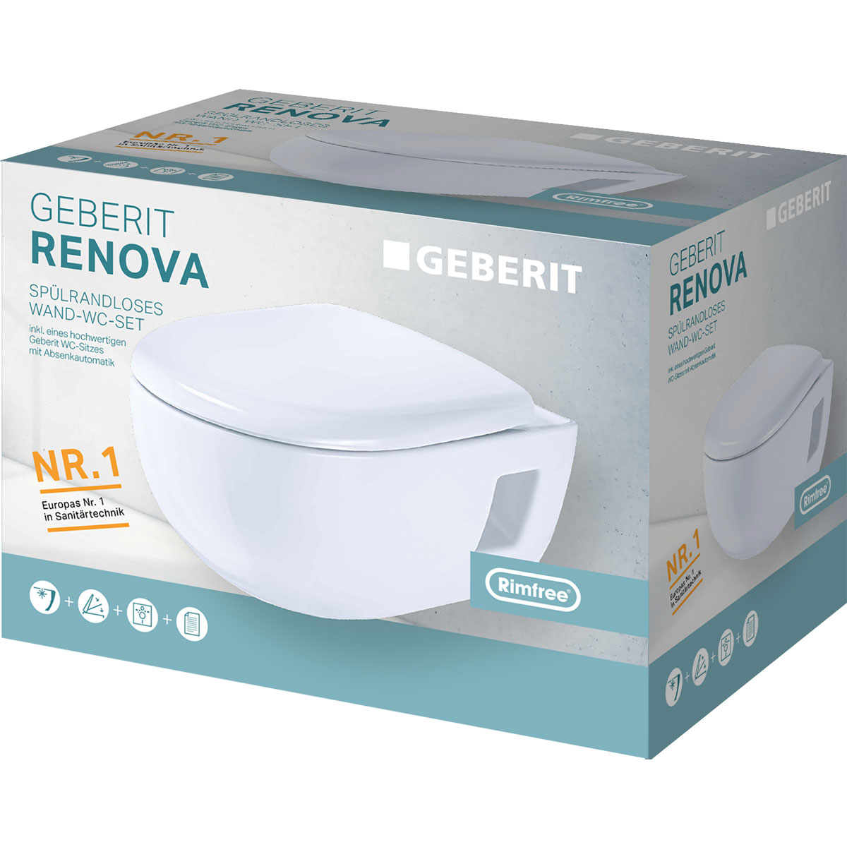 Geberit Tiefspül Wand-WC Renova Premium spülrandlos inkl WC-Sitz Bild 2