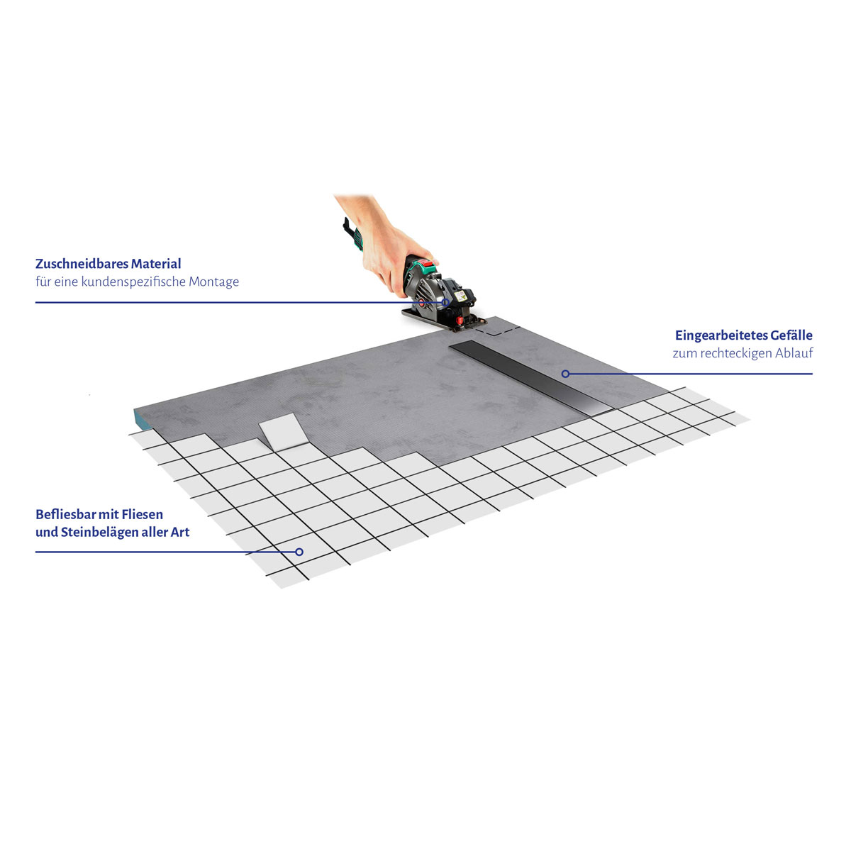 Aurlane Duschboard 80 x 120 x 4 cm Bild 4
