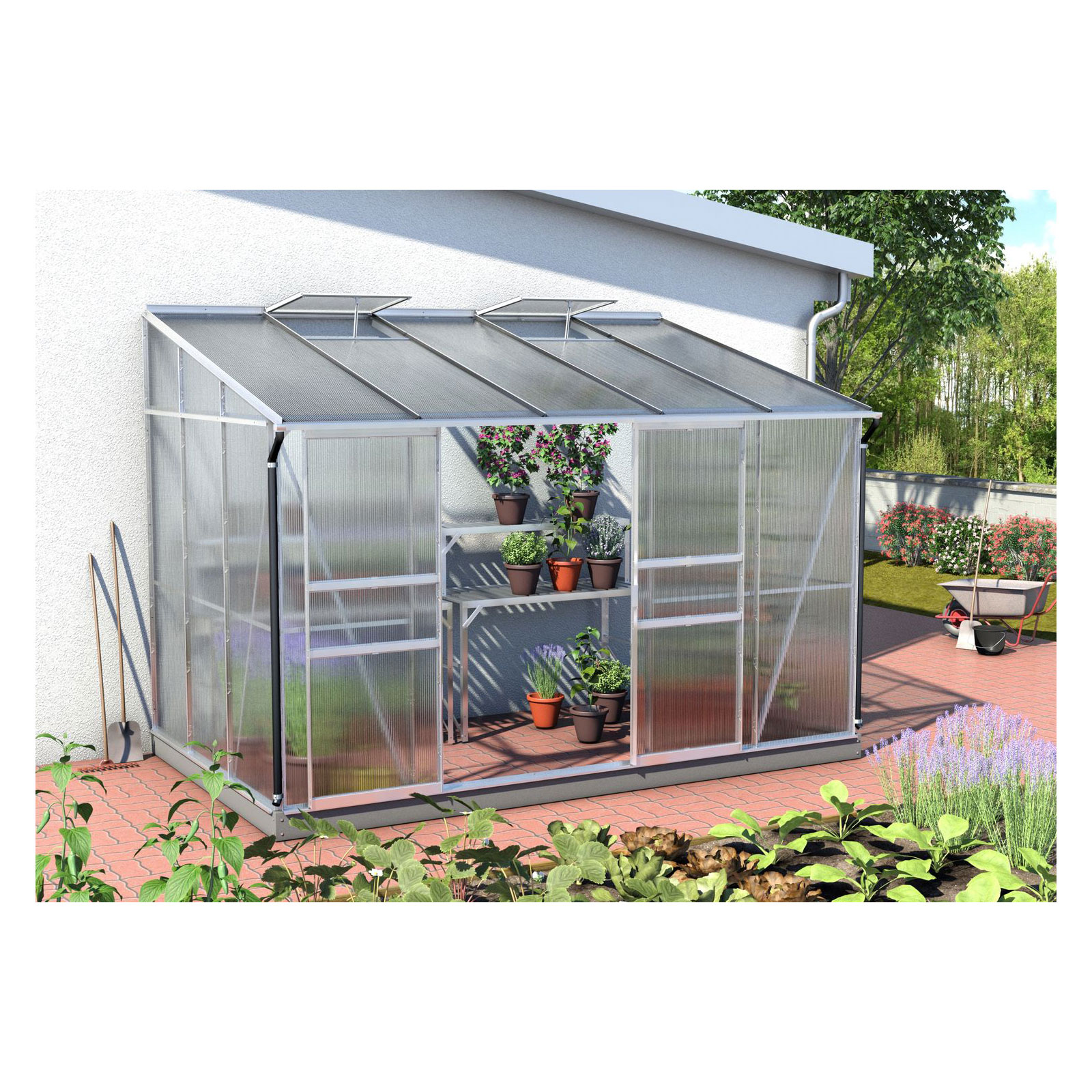 Vitavia Gewächshaus Osiris 6500 6,5m² 4 mm Hohlkammerplatten silber