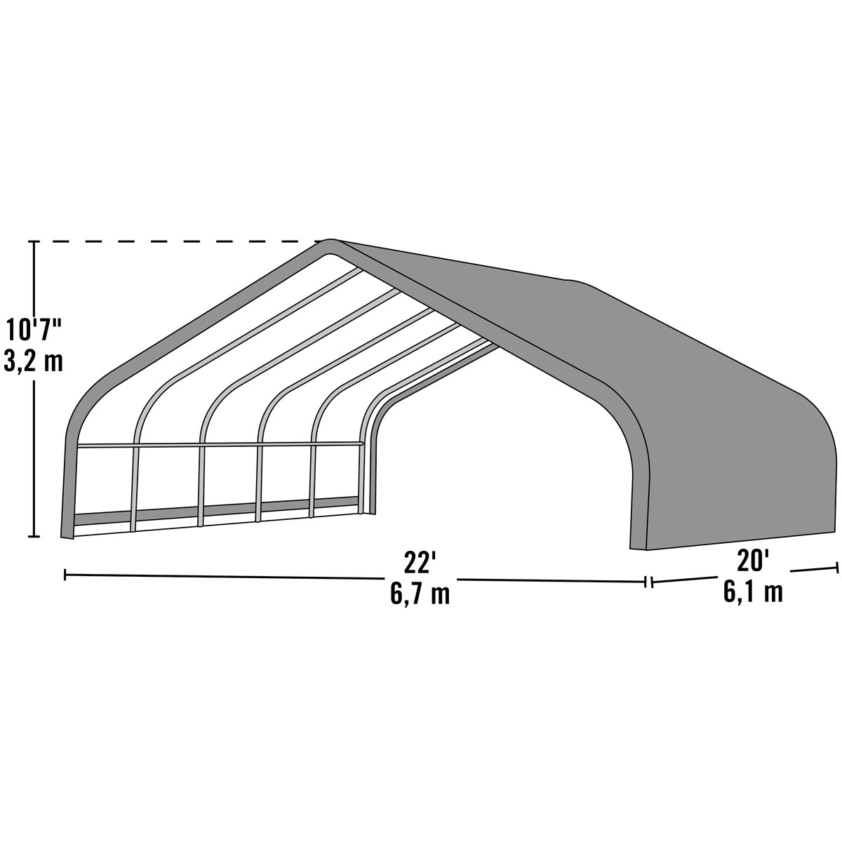 ShelterLogic Weidezelt Run-In-Shed 40,87 m² 610x670x320cm Grün Bild 3