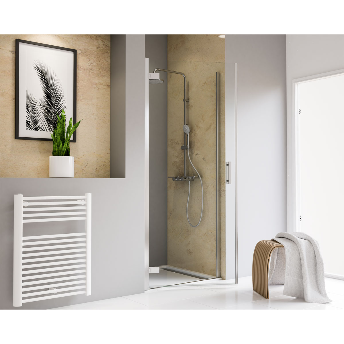 Schulte Drehtür pendelbar in Nische Toura 100 x 200 cm chrom Anschlag links