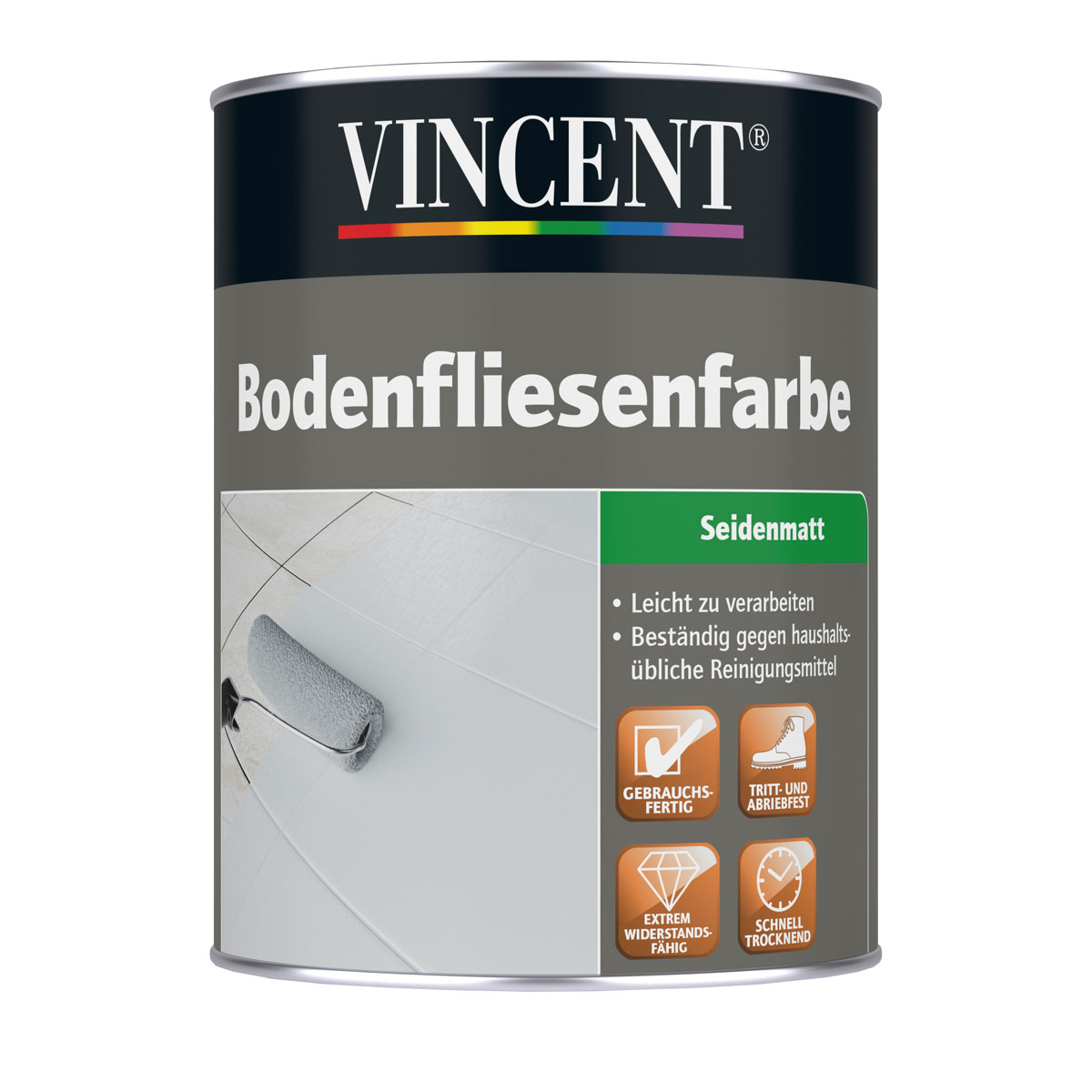 Vincent  Bodenfliesenfarbe RAL 9016 matt 2,5 L Bild 1