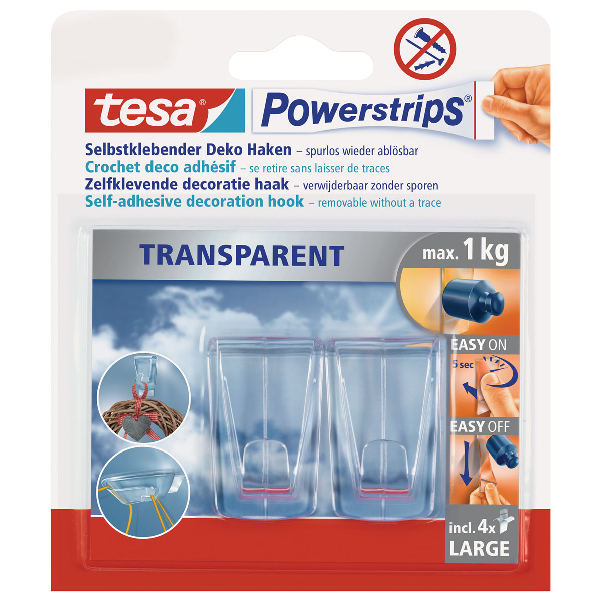 Tesa Powerstrips Klebehaken Transparent