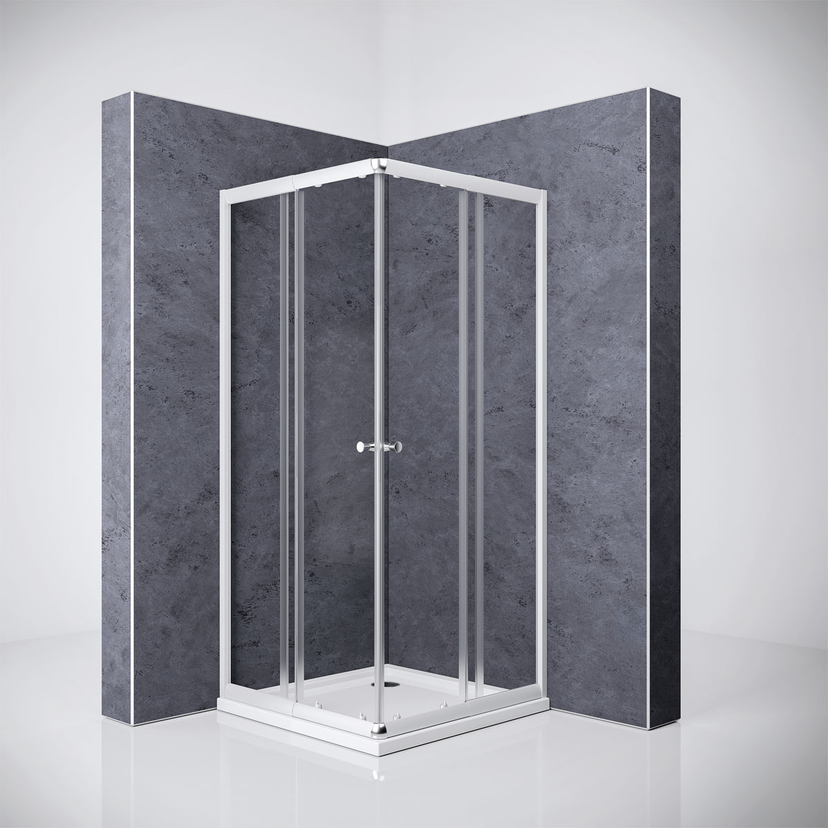 Breuer  QUICK72 Ektos Eckeinstieg Schiebetüren Alu silber matt Klarglas 800-900 mm Bild 1