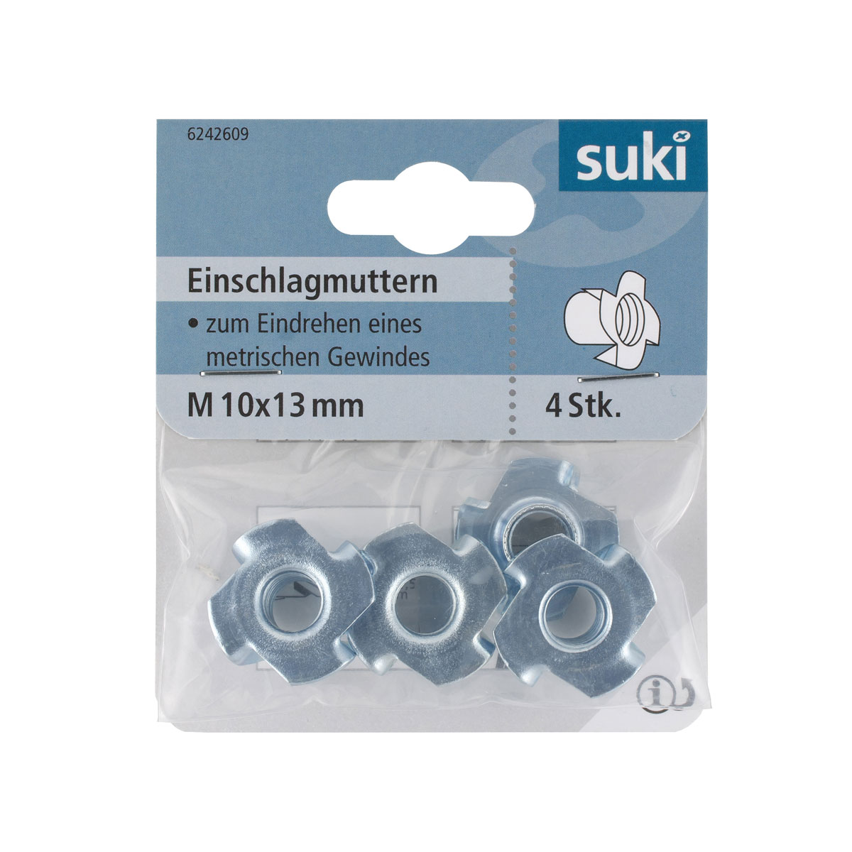 Suki Einschlagmutter verzinkt Durchmesser 10 mm 4 Stück Bild 1