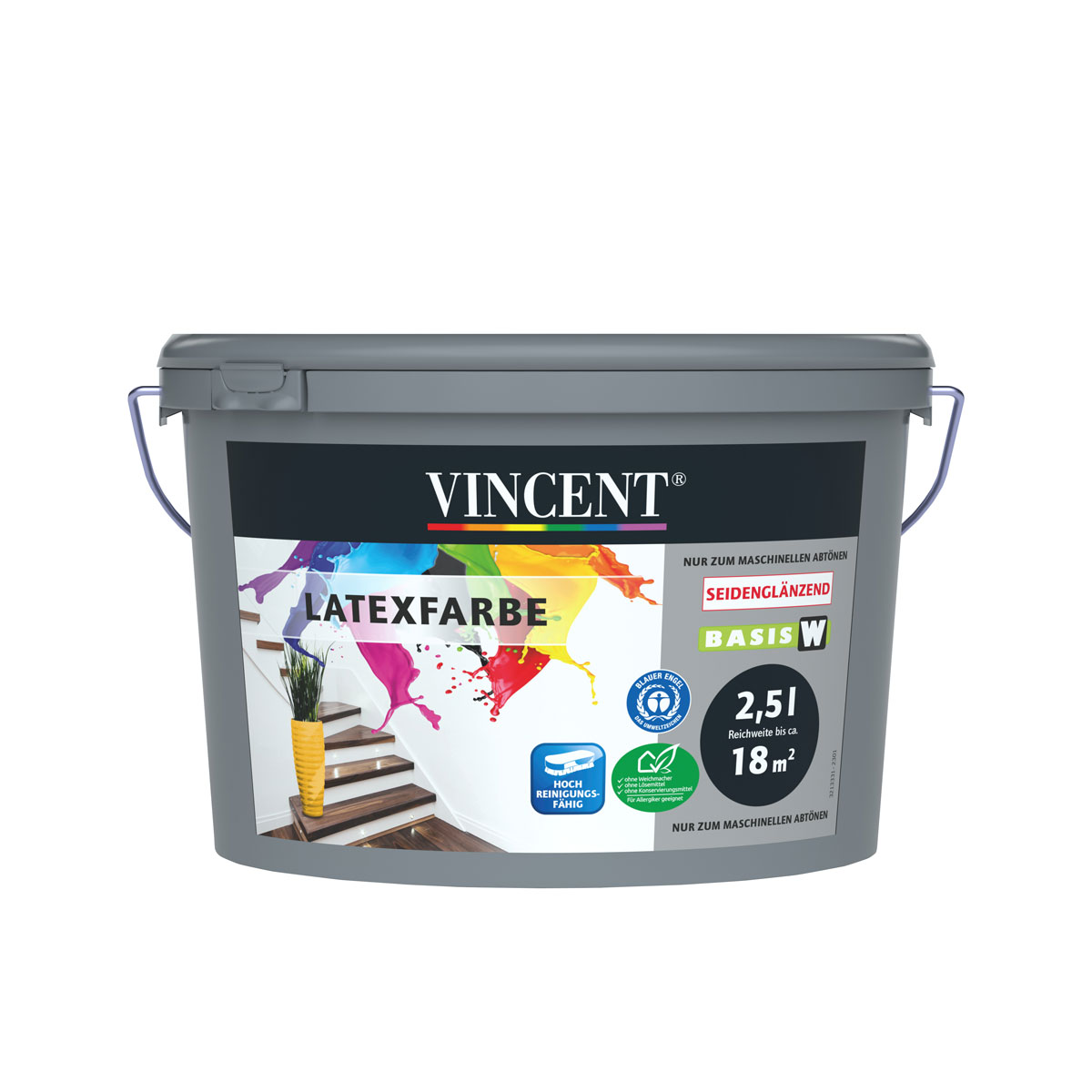 Vincent  Wandfarbe Latexfarbe Mix It seidenglänzend 2,5 L