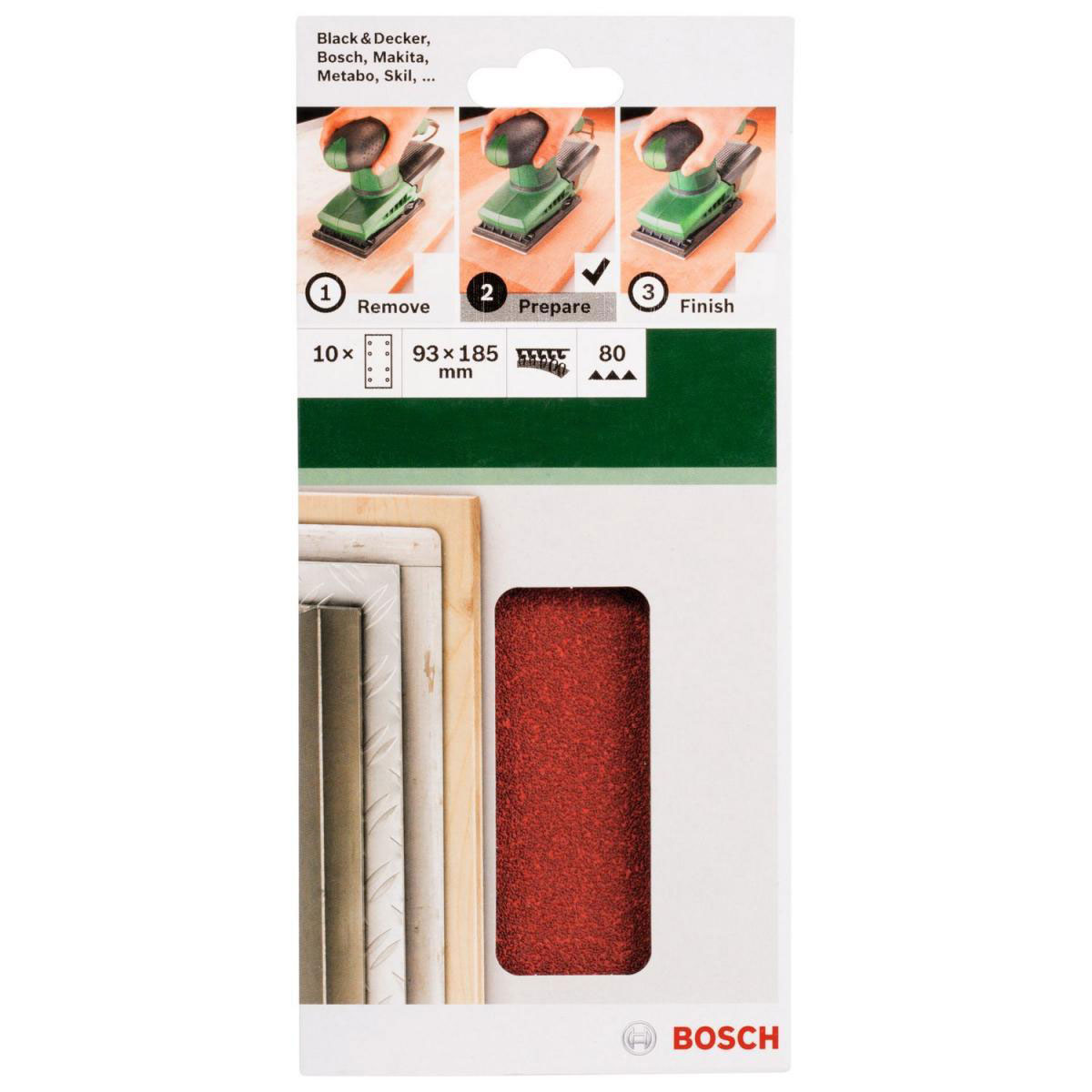 Bosch  DIY Schleifblatt 18,5 cm G80 Klett 10 Stück Bild 2