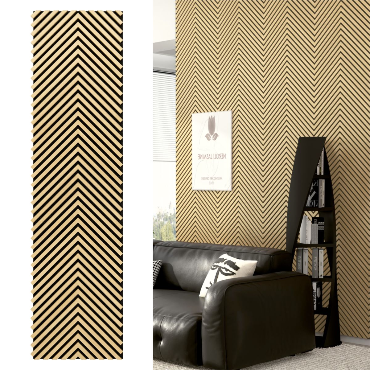 Herringbone Akustikpaneele Echtholzoberfläche Eicheoptik