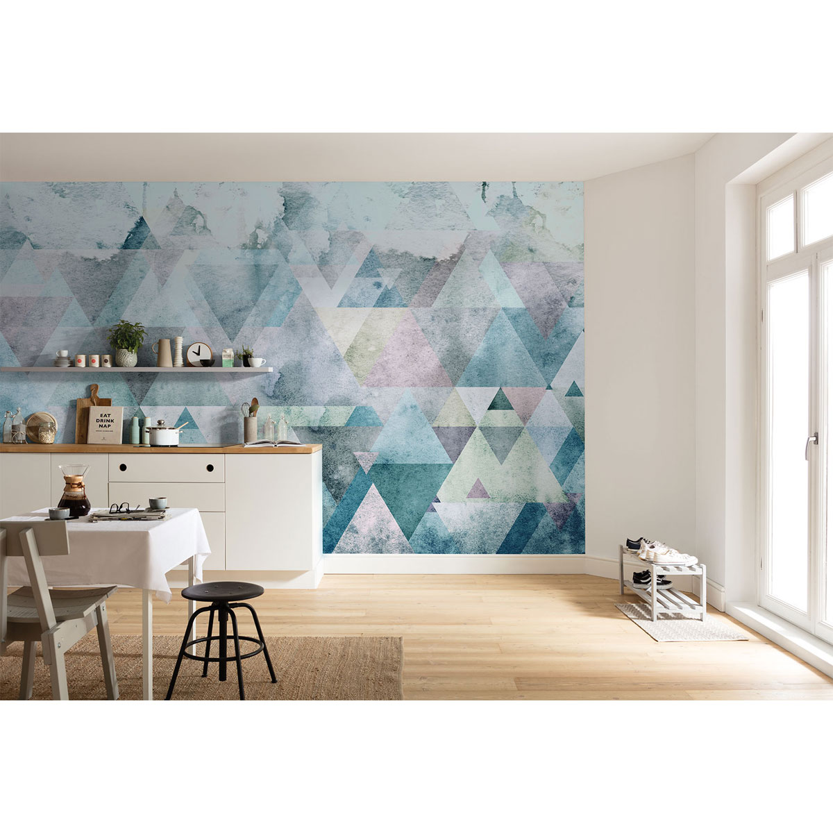 Komar  Vlies Fototapete Triangles Blue 400x250 cm