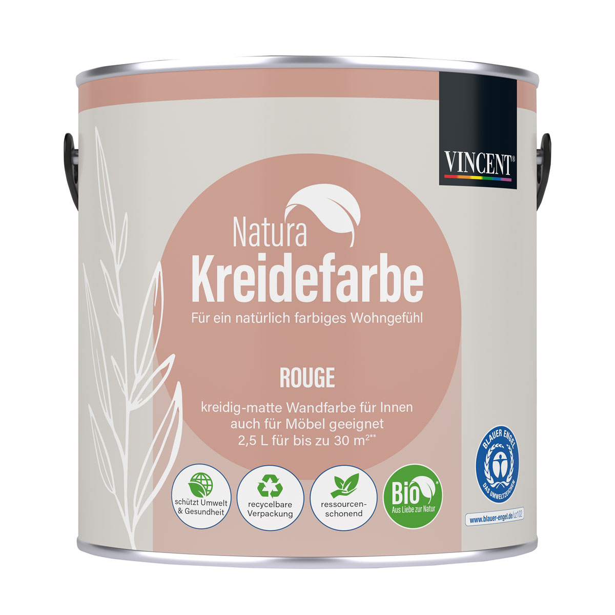 Vincent  Natura Kreidefarbe Rouge matt 2,5 L Bild 1