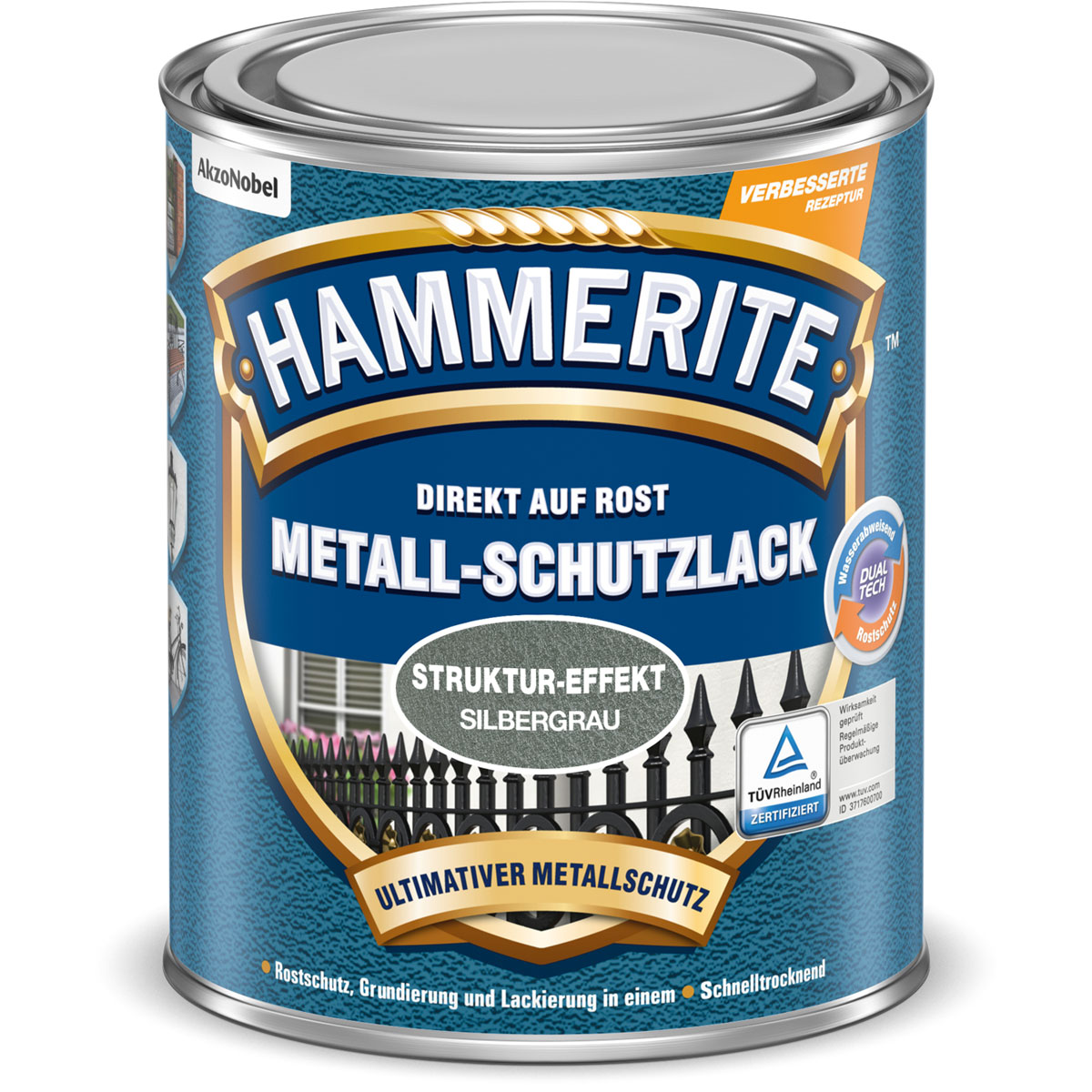 Hammerite Metallschutzlack struktur-Effekt silbergrau 750 ml