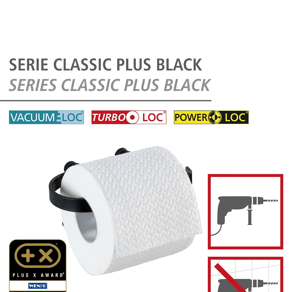 Wenko Toilettenpapierhalter Classic Plus schwarz Bild 2