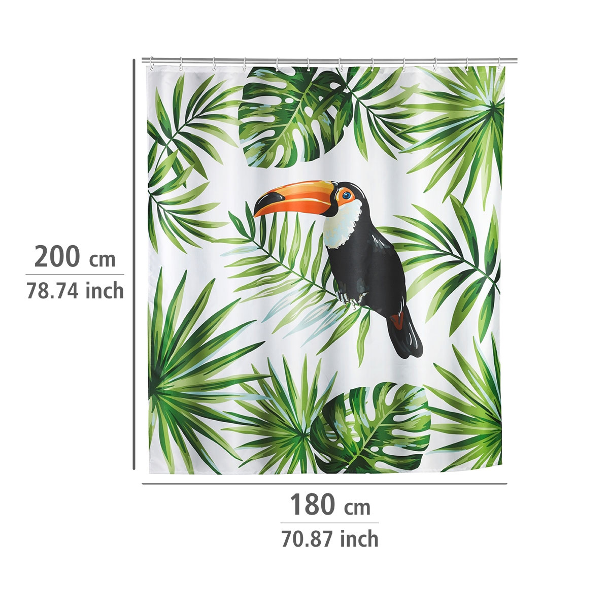 Wenko  Duschvorhang Tucan Textil Polyester 180 x 200 cm waschbar Bild 5