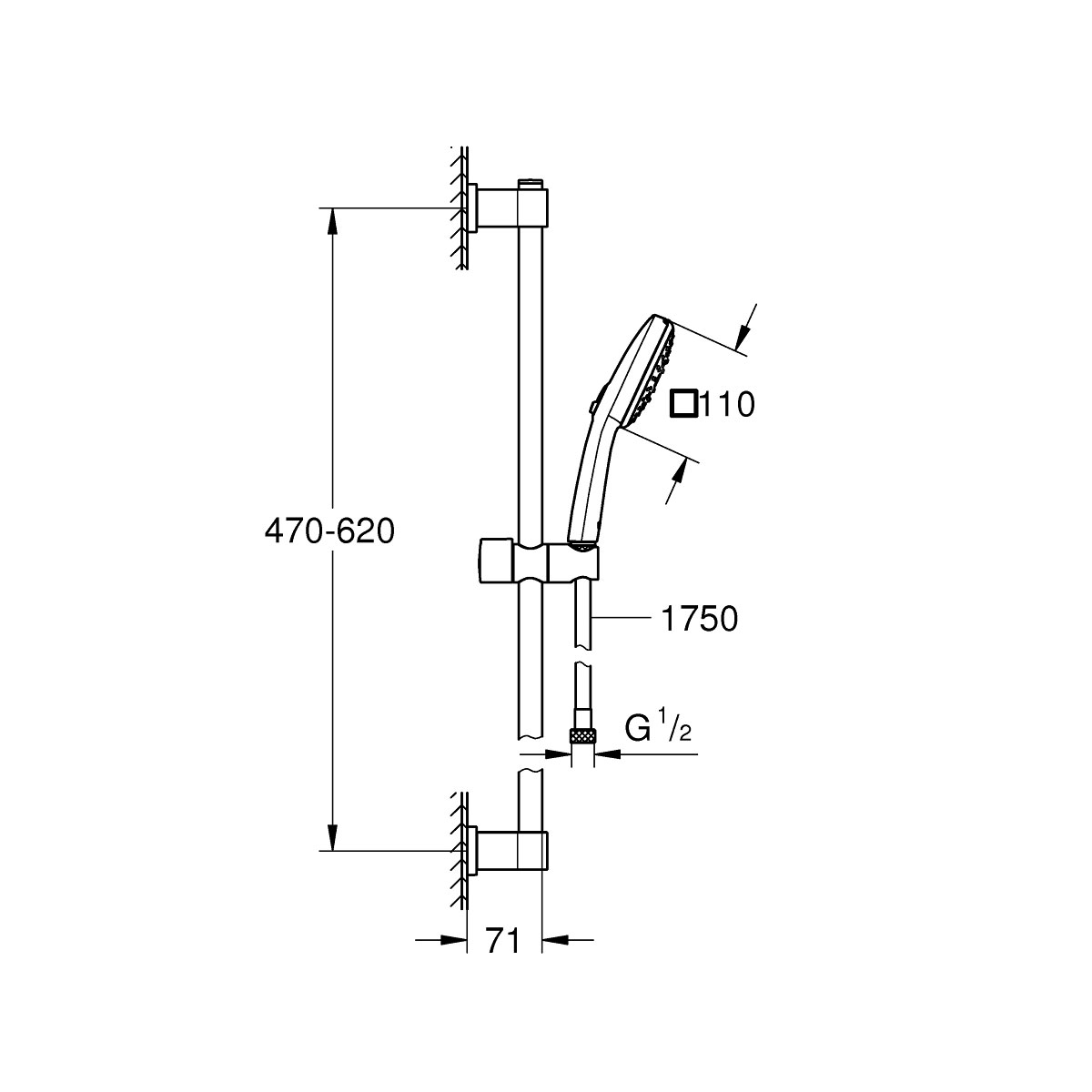 Grohe Brausestangenset Vitalio Comfort 110 3 Strahlarten (Rain, Jet, Massage) Bild 5