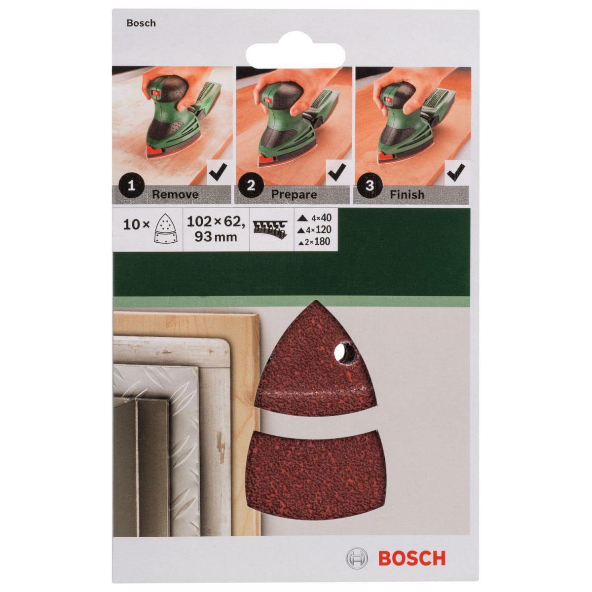 Bosch  DIY Multischleifblatt 3xG40/4xG120/3xG180 11 Löcher Klett 10- teilig  Bild 2