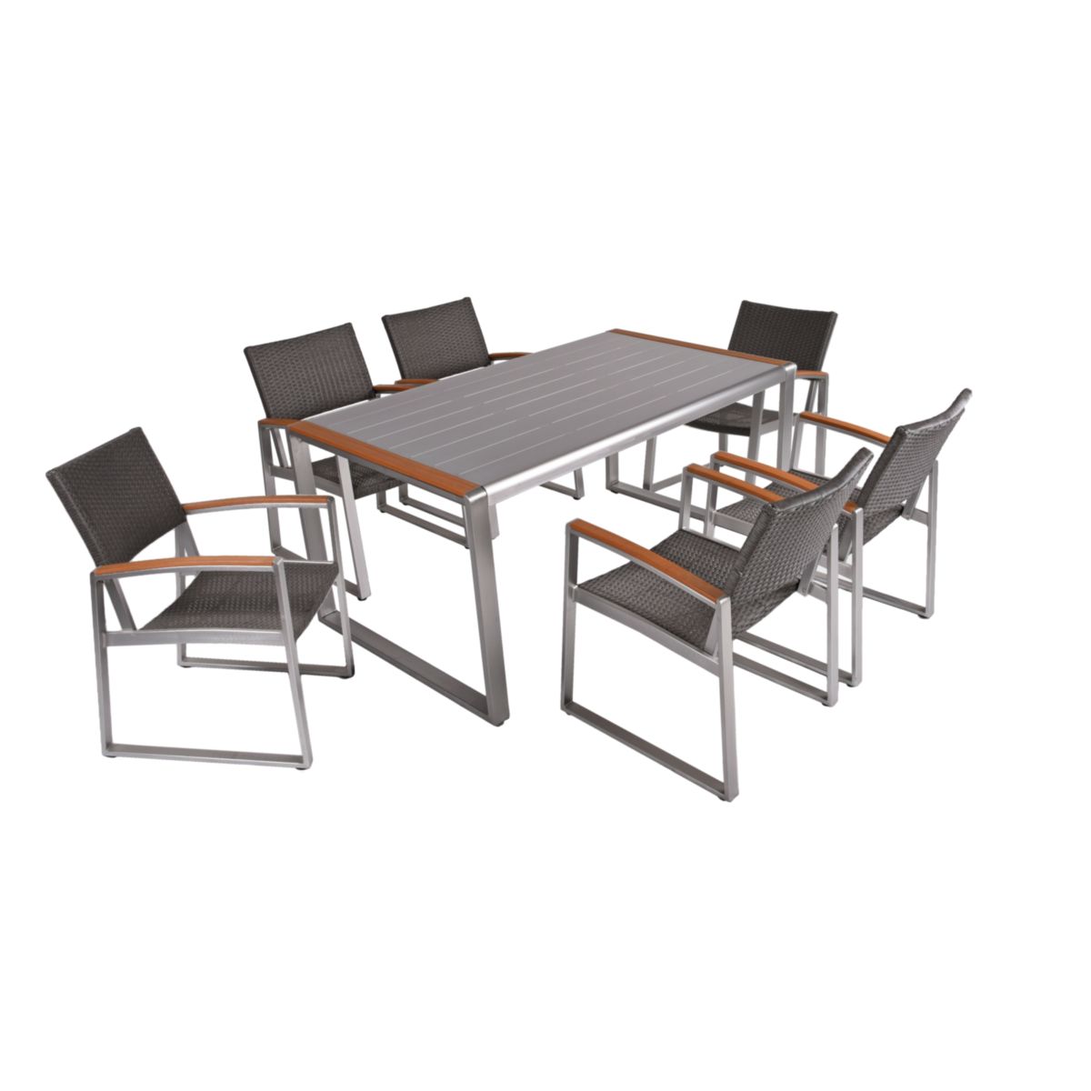 Garden Pleasure Tischgruppe AVA 7-tlg. Aluminium, Nonwood, Kunststoffgewebe