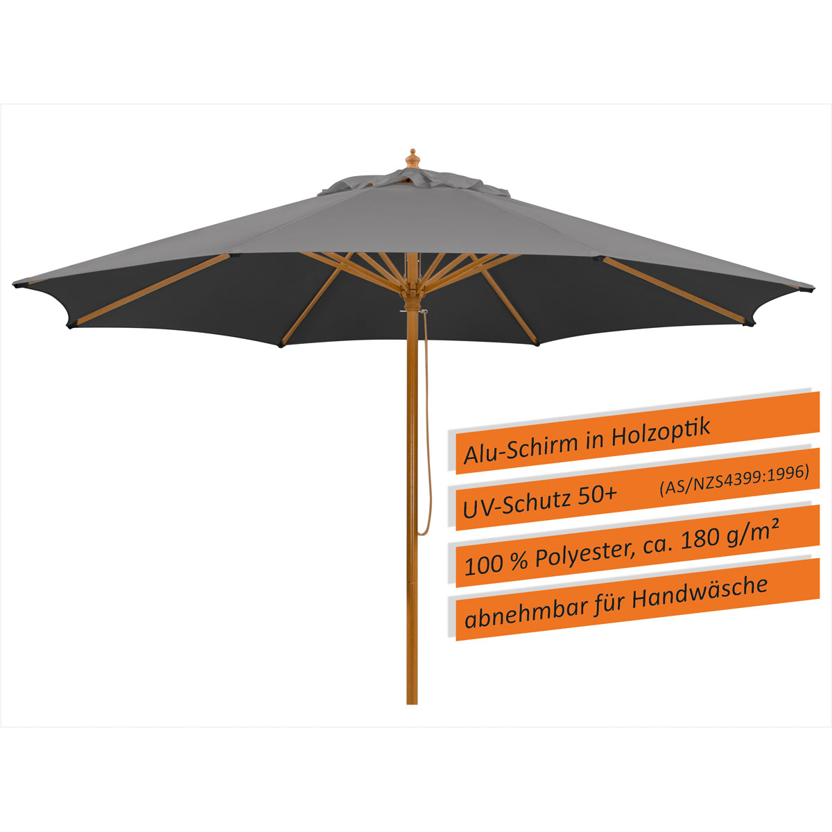 Schneider Schirme Sonnenschirm Malaga Durchmesser 300 cm anthrazit Bild 6