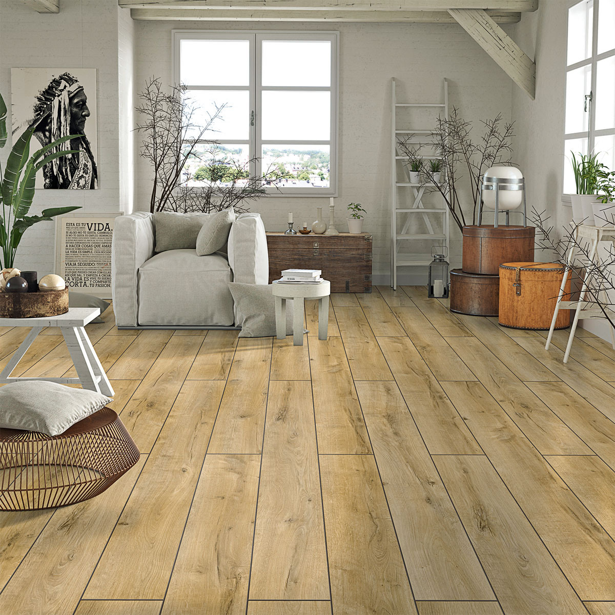 Specht Laminatboden Deluxe Aqua Eiche light 128,5 x 19,2 cm Bild 5