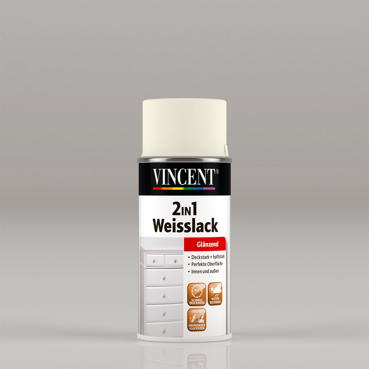 Vincent 2in1 Weißlack RAL 9001 Cremeweiß glänzend 150 ml