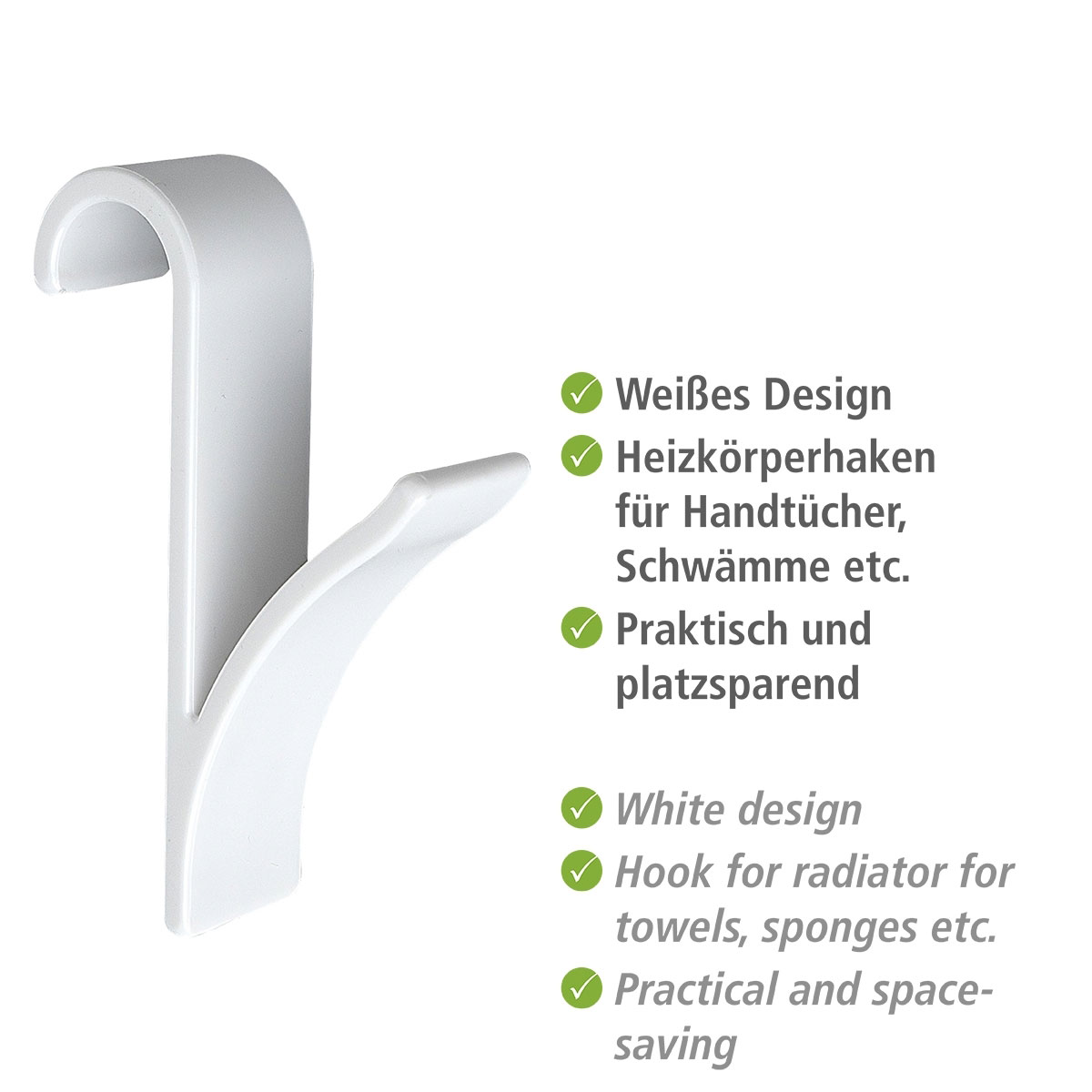 Wenko Haken für Handtuchheizkörper weiß 2er Set Bild 3