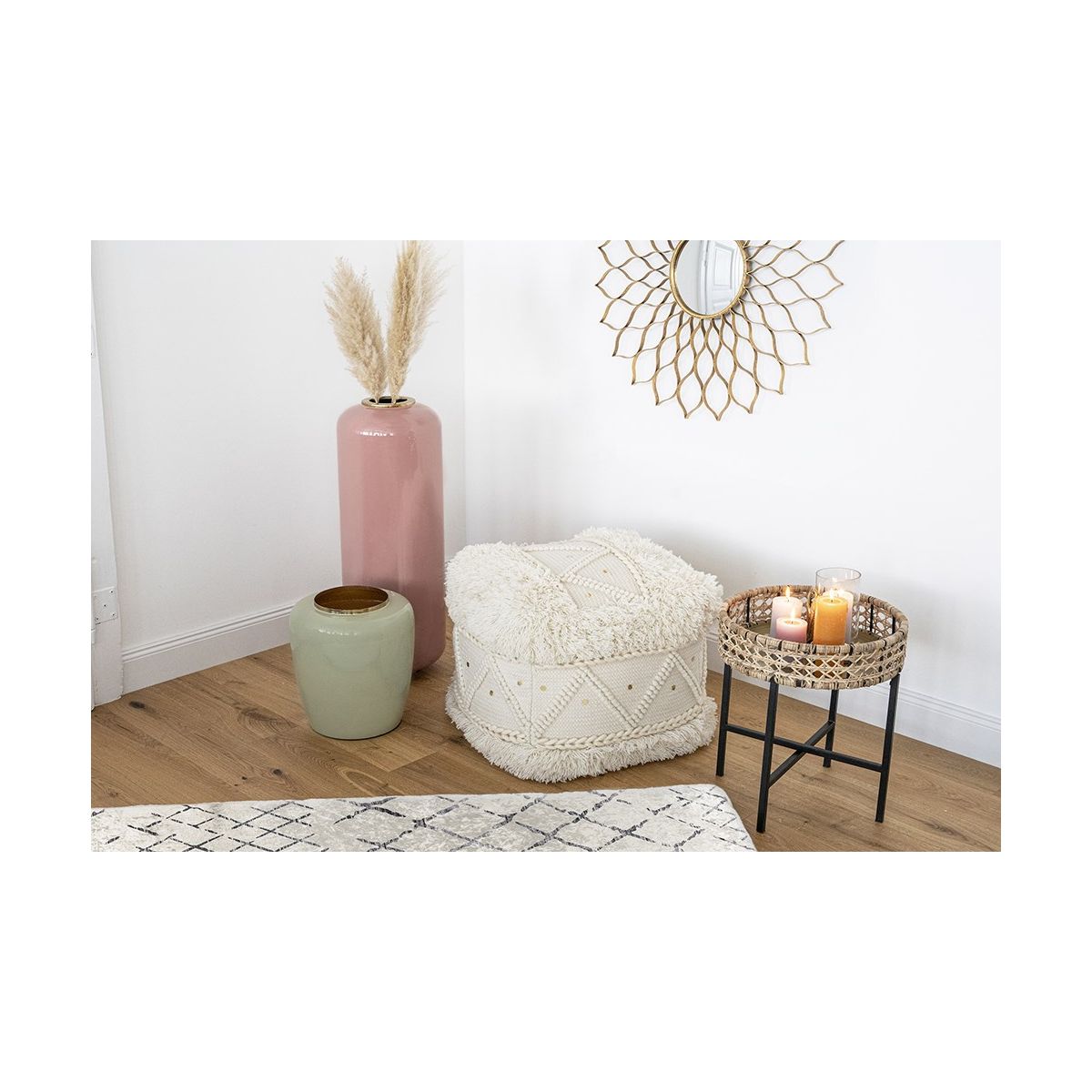 Pouf Hocker Bohist 525 creme 50x50cm Bild 3