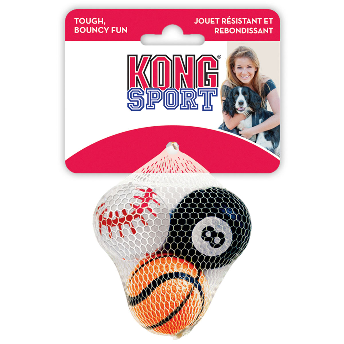 KONG Hundespielzeug Sport Balls farblich sortiert Durchmesser 4 cm 3 Stück
