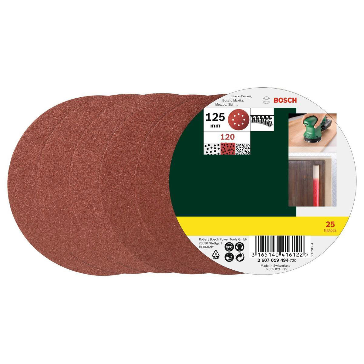 Bosch  Exzenterschleifblätter 12,5 cm P120 25 Stück