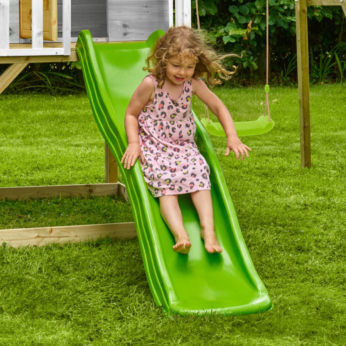 Zwerkules Spielhaus Valli 3 inkl. Rutsche & Doppelschaukel 352x370x277 cm Bild 6